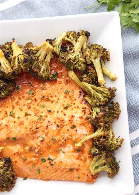 Sheet Pan Honey Mustard Roasted Salmon Broccoli