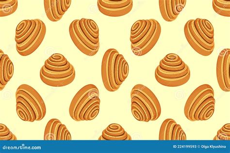 Kanelbulle Swedish Cinnamon Roll Sweet Bun Popular In Sweden Vector