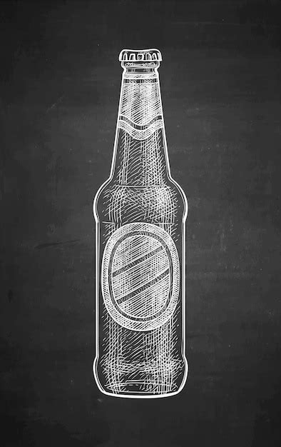 Botella De Cerveza Dibujo De Tiza Dibujado A Mano Sobre Fondo De