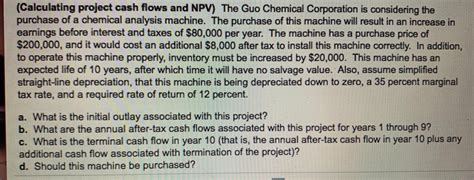 Solved Calculating Project Cash Flows And Npv The Guo Chegg