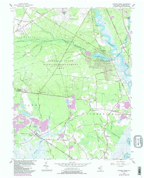 Classic Usgs Dividing Creek New Jersey 75x75 Topo Map Mytopo Map