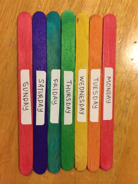 Things To Do With Colored Ice Cream Sticks Teach Days Of The Week