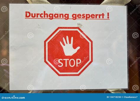 German Stop Sign No Passage Stock Photo Image Of Symbol Risk 134718230