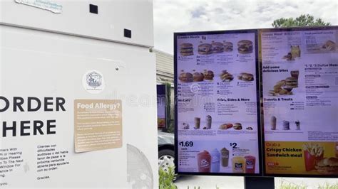 Mcdonalds Drive Thru Menu Illuminated At Night Breakfast Menu Prices