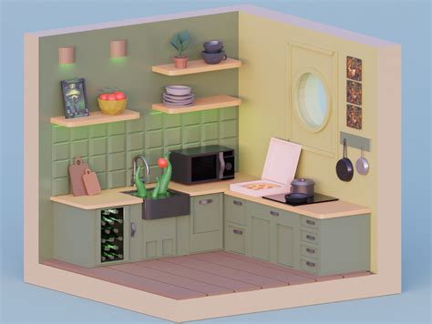 Low Poly Kitchen By Egorova Maria On Dribbble