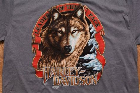 3d Emblem Harley Davidson Wolf T Shirt Leader Of The Pack Vintage