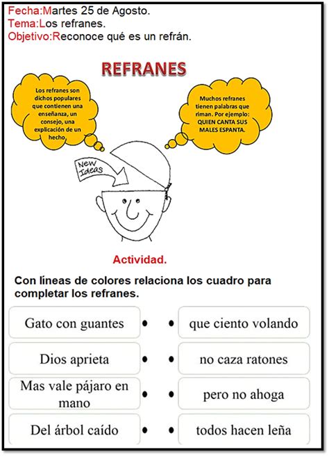 Los Refranes Texto Informativo Actividades En Clase Ejercicios De