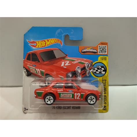 FORD ESCORT 1970 RS1600 RED 1 64 HOT WHEELS CARTON MAL ESTADO CARD DAMAGED BCN STOCK CARS