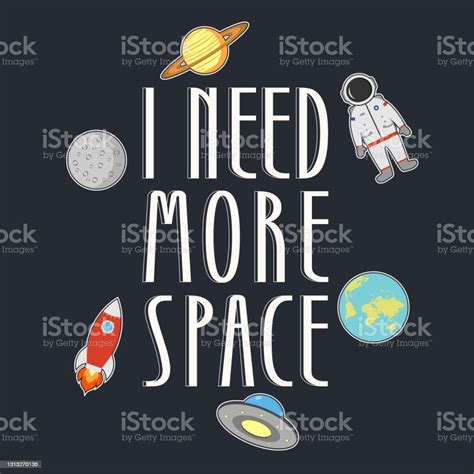 Space Tshirt Typography With Slogan I Need More Space Cosmic Apparel