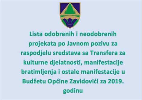 Zdici Info Lista Odobrenih I Neodobrenih Projekata Po Javnom Pozivu