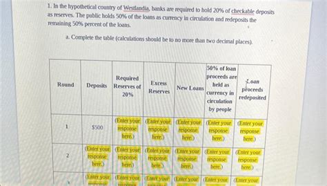 Solved In The Hypothetical Country Of Westlandia Banks Chegg