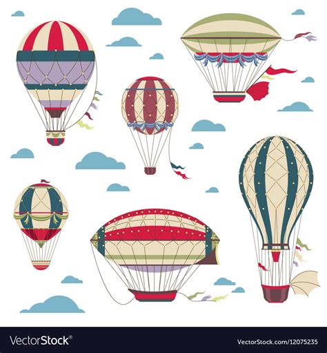 Vintage Hot Air Balloons Set For Festival Vector Image