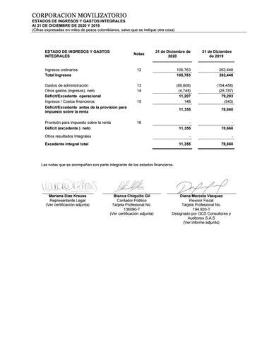 Estado De Ingresos Y Gastos Integrales By Movilizatorio Issuu