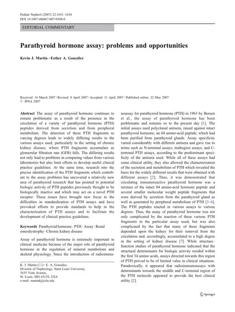 (PDF) Parathyroid hormone assay: Problems and opportunities