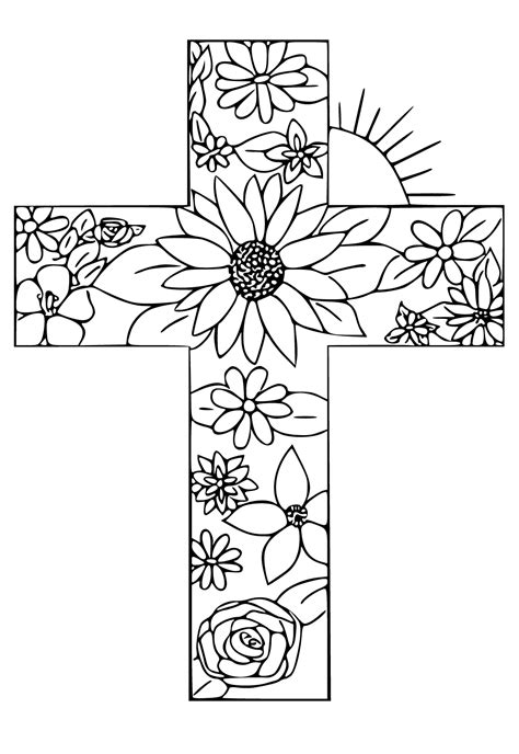 Free Printable Christian Cross Coloring Page Sheet And Picture For