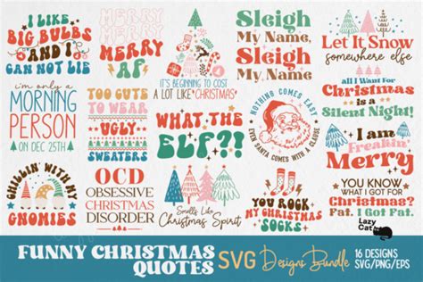 Funny Christmas Quotes Svg Bundle Graphic By Lazy Cat Creative Fabrica