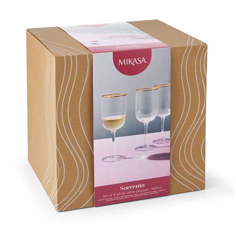 Mikasa Sorrento Ridged Crystal White Wine Glasses Set Of 4 400ml Cookserveenjoy