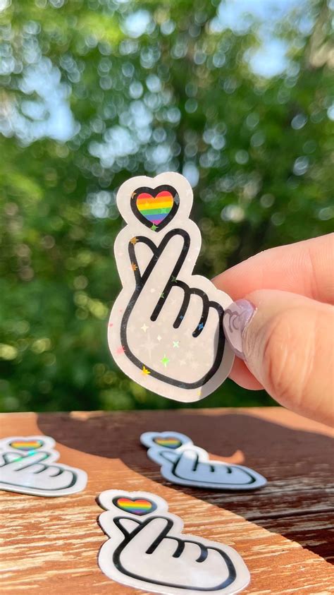 Pride Finger Heart Sticker Etsy