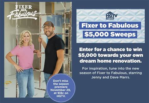 HGTV Magazine Fixer To Fabulous Sweepstakes Win 5000 Cash