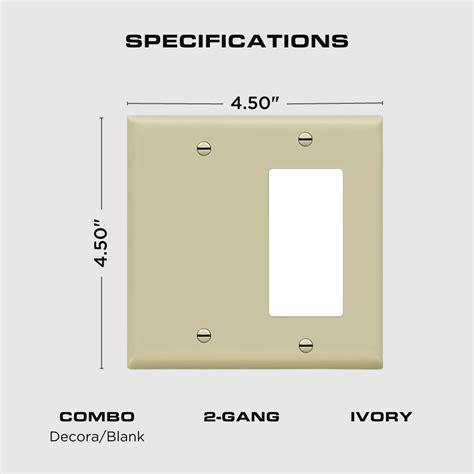 2 Gang Combination Wall Plate One Blank One Decora Ivory