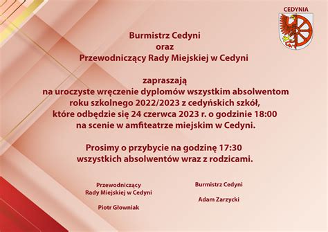 Dni Cedyni dyplomy dla absolwentów 2022 2023 Witamy w Cedyni