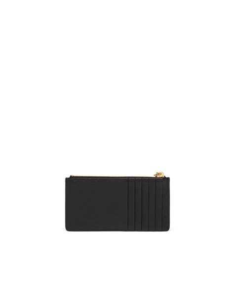 Black Saffiano Leather Card Holder With Charm Prada