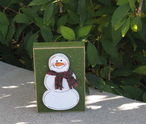 GREEN SNOWMAN BLOCK For Christmas Winter Noel Shelf Desk Etsy