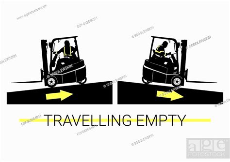 Silhouette Of Empty Forklift Travelling On A Slope Vector Stock