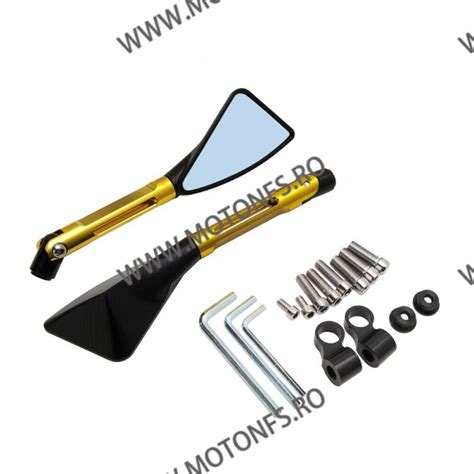 Set Buc Oglinzi Retrovizoare Universal Cnc Pentru Motocicleta Naked Streetfighter Sport Auriu