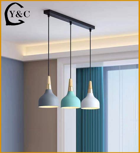 Y C Nordic Modern Pendant Ceiling Light Wood Aluminium Macaron Hanging