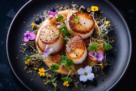 Scallop And Truffle Foam With Microgreens And Edible Flowers The Ai