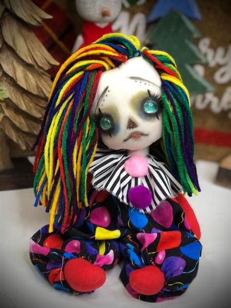 Creepy Cute Clown Ooak Art Doll Home Decor Goth Glass Etsy In 2023