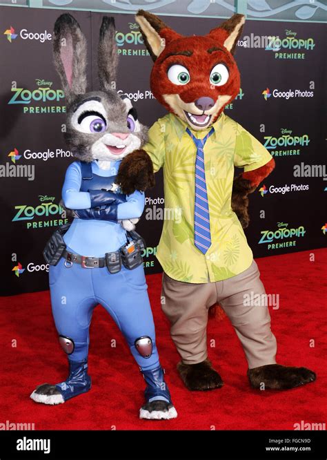 Characters Nick Wilde And Judy Hopps At The Los Angeles Premiere Of