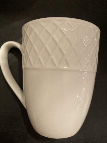 2 Mikasa Trellis White Bone China Mugs 4 1/2 " New, Mint Condition | #4599102103