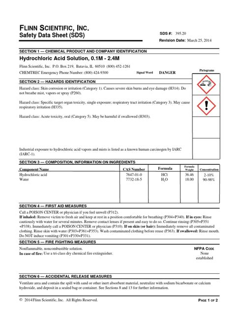 Msds For HCL PDF | PDF | Hydrochloric Acid | Toxicity