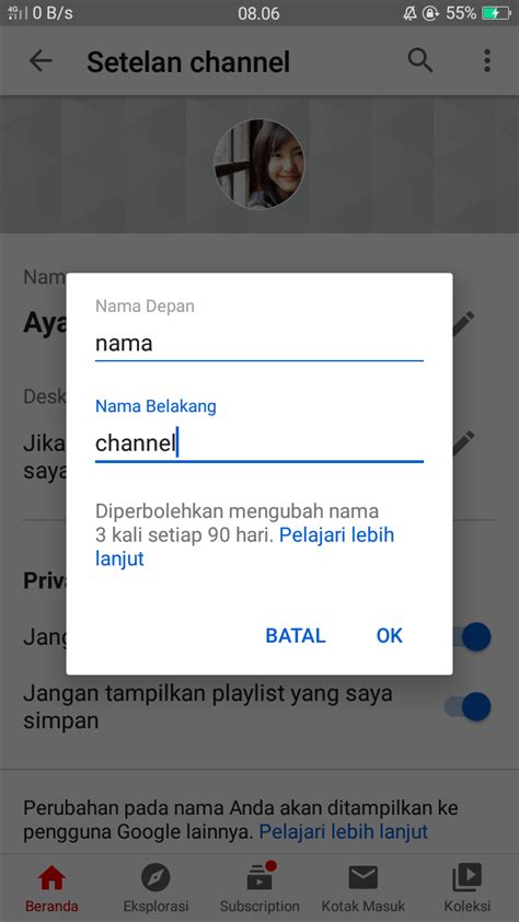 Cara Mengubah Mengganti Nama Channel Youtube Samakami