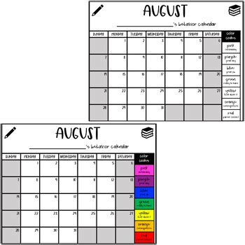 Editable Behavior Calendar 2022 2023 School Year By NeonInspiredTeacher