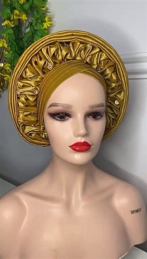 Dupion Raw Silk Auto Gele Pre Tied African Auto Gele Headwrap Pre Tied