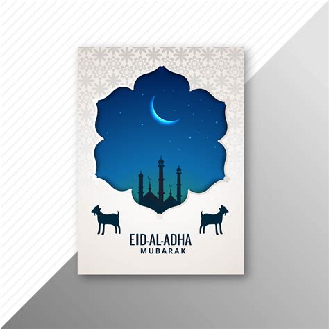 Traditional Eid Al Adha Mubarak Greeting Card Design With Mosque