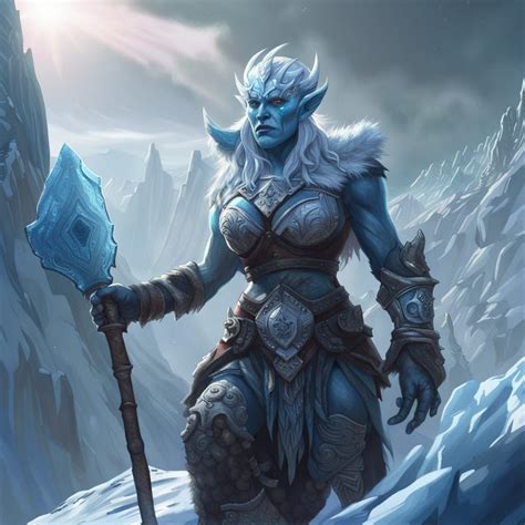 A Female Frost Giant In The Frozen Mountains Of The North Forgotten