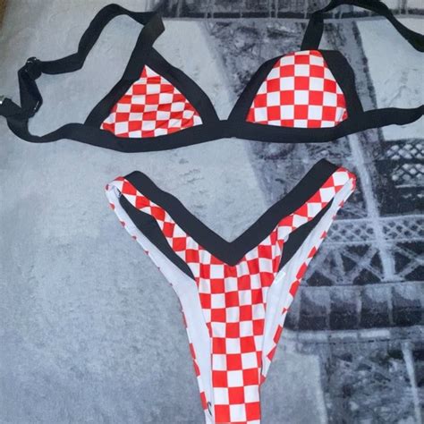 Swim Cheeky Thong Bikini Checker Board Size L Poshmark