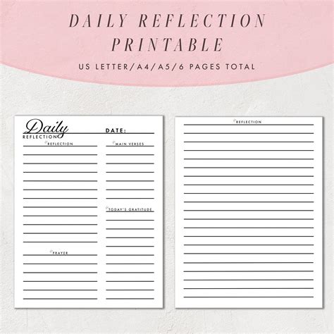 Daily Reflection Template Printable Daily Reflection Pages Christian