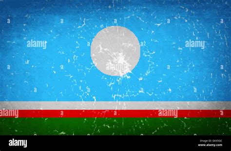 Flags Sakha Republic With Broken Glass Texture Vector Stock Vector