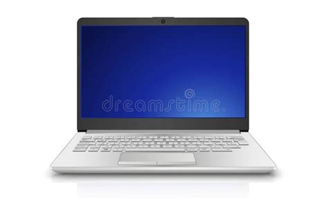 Realistic Vector Laptop Computer Front View Isolated On White Background Stock Illustration