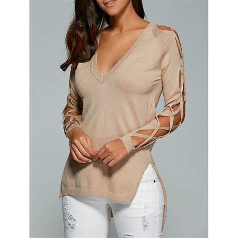 18 88 V Neck Cutout Sleeve Sweater Clothes Sweater Sleeves Clothes