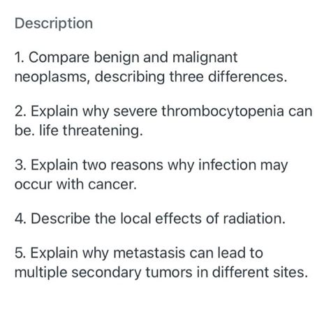 Solved Description Compare Benign And Malignant Chegg