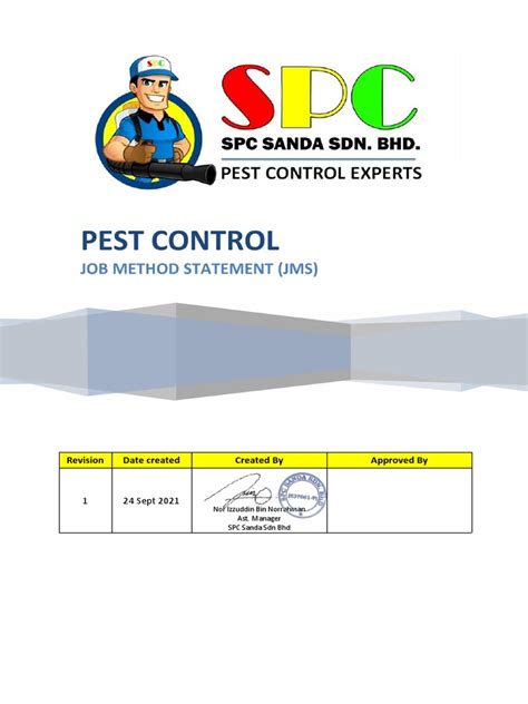 Job Method Statement Jms Pest Control Offshore Download Free Pdf