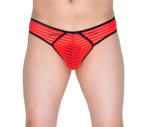 Men S Transparent Mesh Striped Bikini Boxers Underwear Pouch Mini