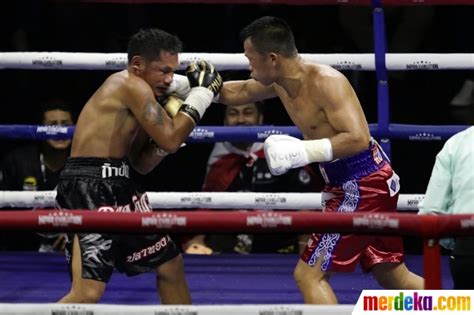 Foto Aksi Daud Yordan Pukul Ko Petinju Thailand Merdeka