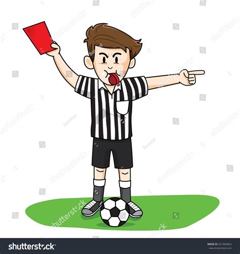 Referee Soccer Red Card Man Stock Vector Illustration 421064824 ...